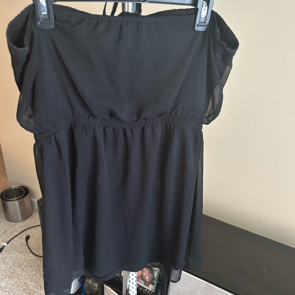 Express strapless dress. Very short, but cute. A lil stretch on top